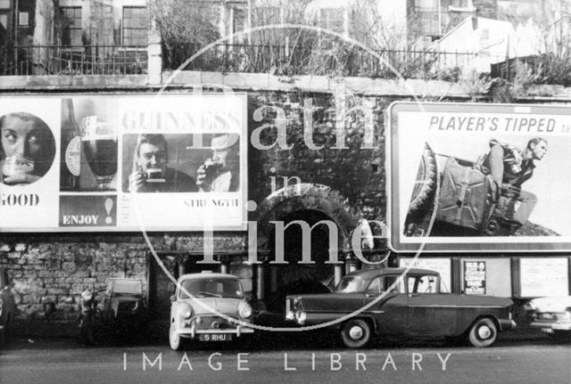 Advertisement hoardings on Walcot Street, Bath c.1960