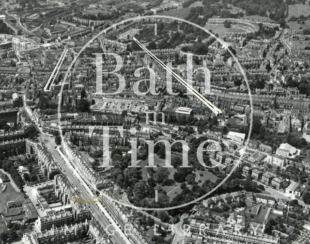 Aerial view to illustrate the Buchanan tunnel and New Bond Street cut, Bath c.1965