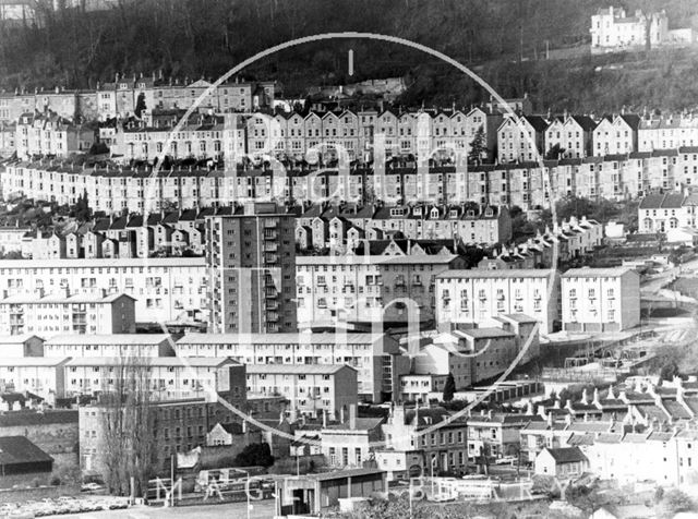 View of Snow Hill flats, Bath 1983