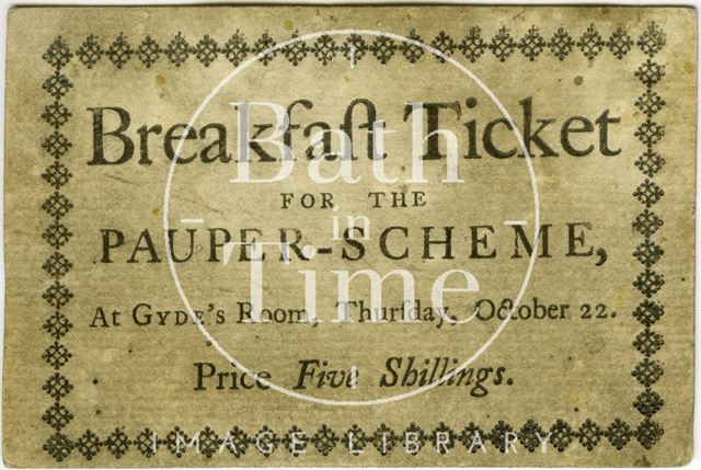 Breakfast Ticket for the Pauper Scheme, Bath 1767, 1772 or 1778