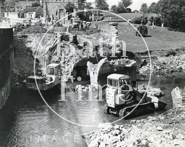 The old bridge at Keynsham, Somerset being demolished 1968