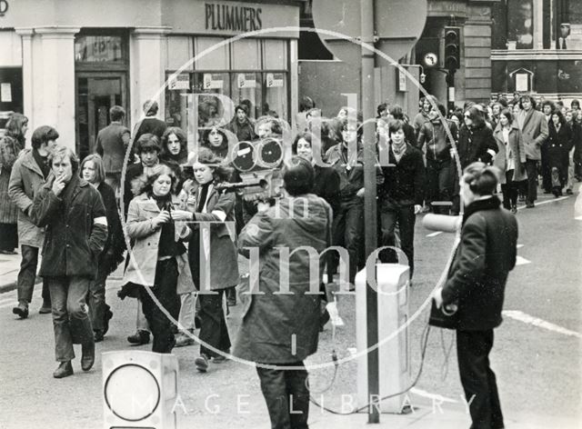 Students marching the streets in Bath 1970