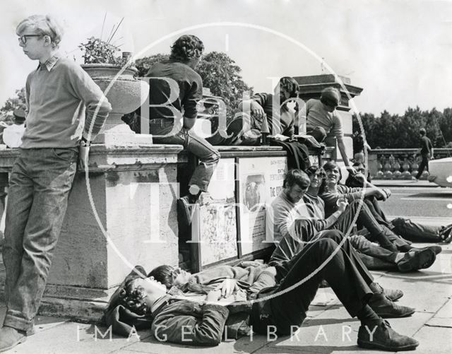 Students congregating at Terrace Walk, Bath c.1970