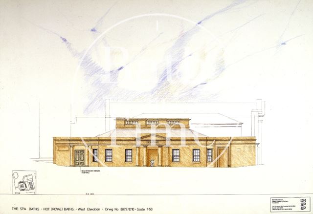 The Spa Baths - Hot (Royal) Baths - West elevation, Bath c.1989