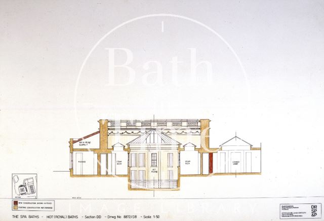 The Spa Baths - Hot (Royal) Baths - Section, Bath c.1989