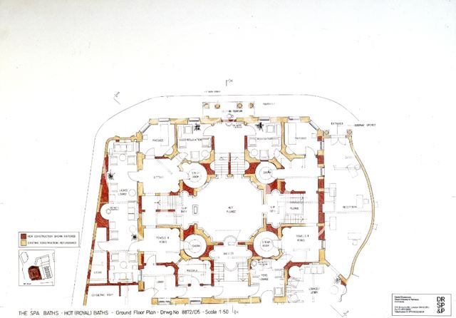 The Spa Baths - Hot (Royal) Baths - Ground floor plan, Bath c.1989