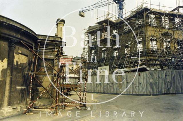 The fire gutted northern side of Bath Street, Bath 1987