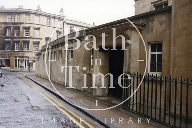 View down Beau Street of the closed Beau Street Baths, Bath 1986