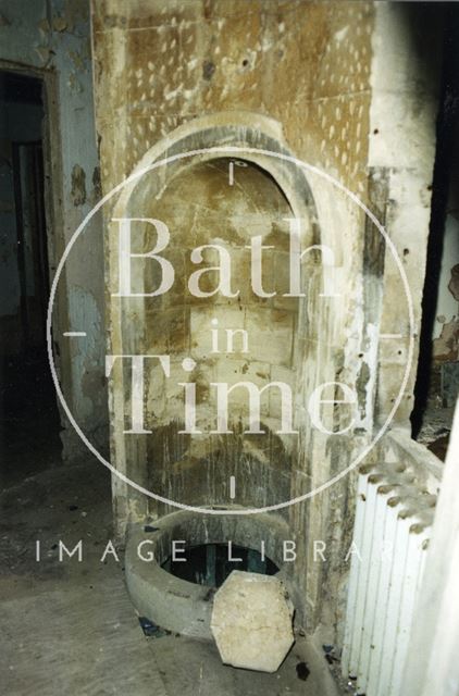 A water fountain inside the Hot Bath Treatment Centre, Bath 1986