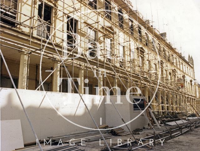 Scaffolding erected to the Bath Street facade of the Bath Treatment Centre 1986