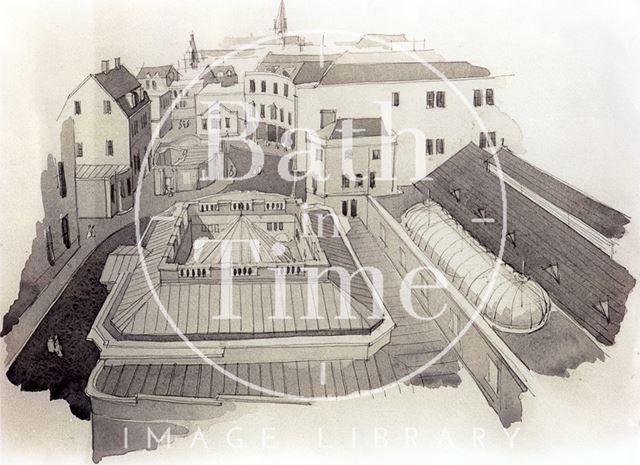 Rooftop view of the proposed Spa redevelopment, Bath 1993