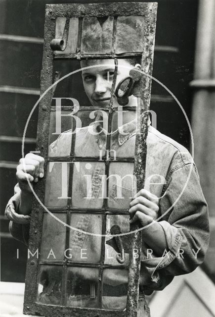 Christopher Woodward with an iron window, Bath 1993