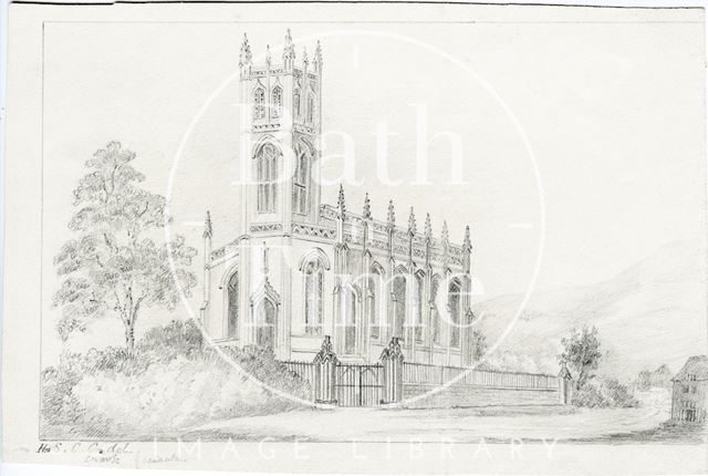 Pencil sketch of St. Saviour's, Larkhall, Bath c.1833