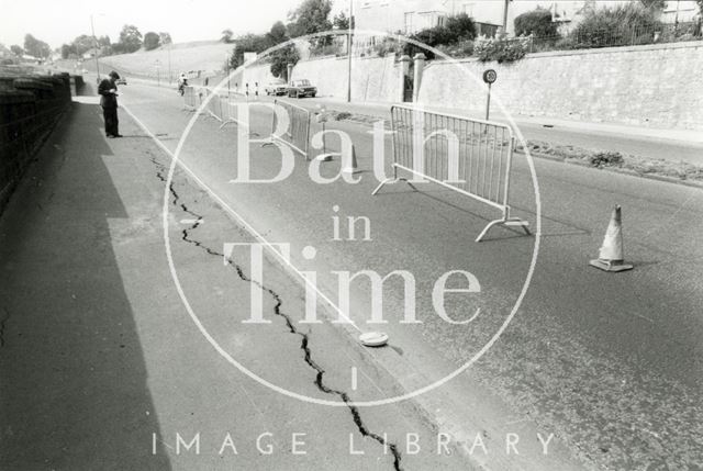 One lane of Wellsway, Bath had to be closed after a crack appeared during the summer drought of 1976