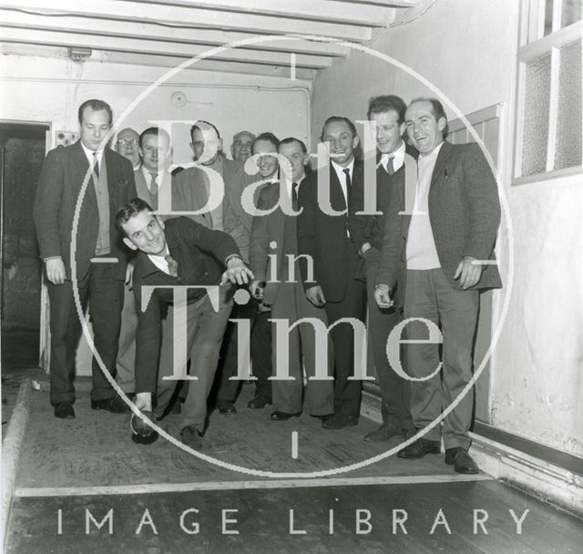 The Young Fox skittle team, Old Orchard, Holloway, Bath mid-1960s