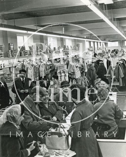 Interior of the Scala Discount Store in Oldfield Park, Bath 1962