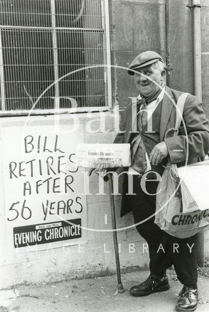 Bill Cottle, one of Bath's best-known paper sellers c.1970