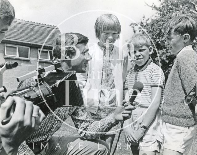 Michael Aspel interviewing young Crackerjack fans c.1970