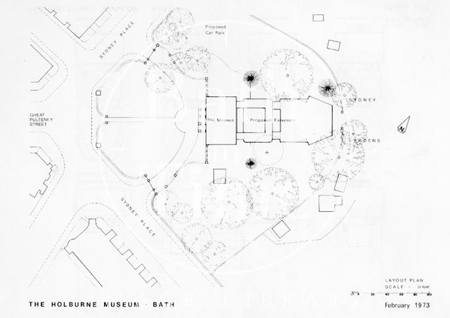 Layout Plan of the proposed extension to the Holburne Museum, Bath 1973