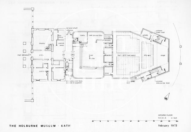 Ground Floor Plan of the proposed extension to the Holburne Museum, Bath 1973