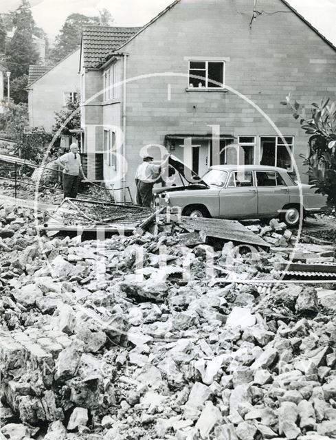 The aftermath of floods in Weston, Bath 1968