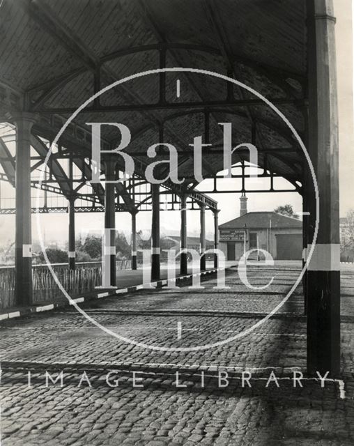 Empty railway sheds at Green Park Station, Bath c.1968