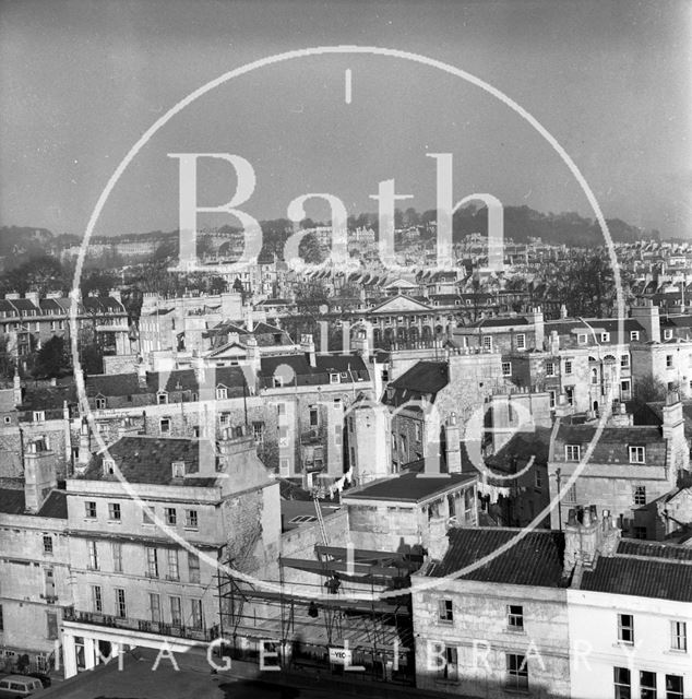 View from a tower crane towards Queen Square, Bath 1964