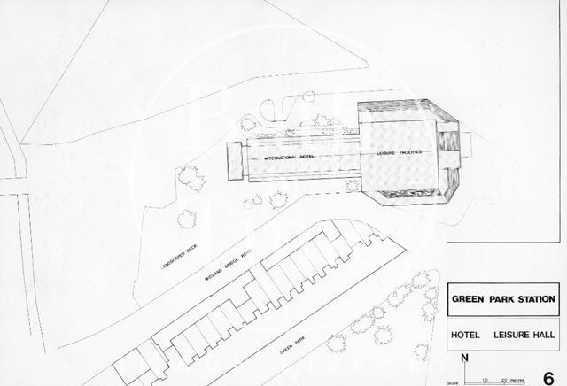 The Green Park Development Site, showing Leisure Facilities and International Hotel, Bath 1975