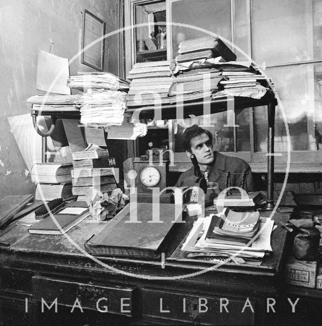 Russell Frears inside Bowler's, Corn Street, Bath c.1972