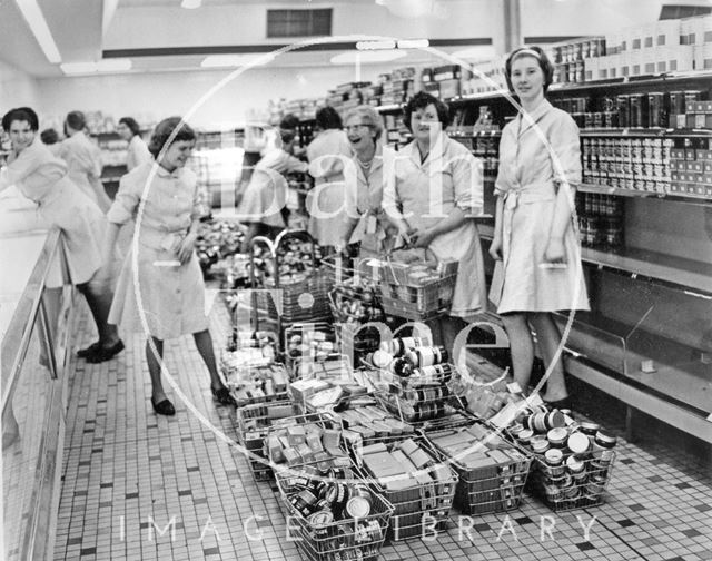 Sainsbury's, Southgate Street, Bath after a flood c.1968