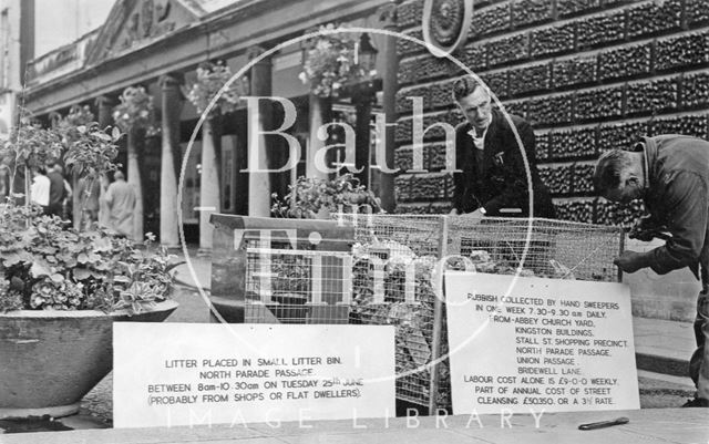 Workmen assembling bins in Stall Street, Bath c.1960