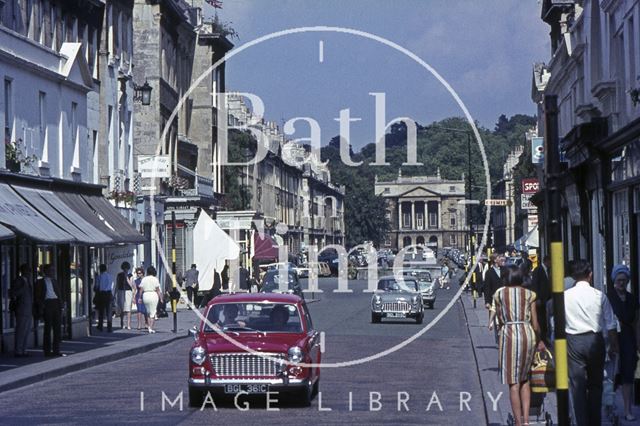 Cars crossing Pulteney Bridge, Bath 1965