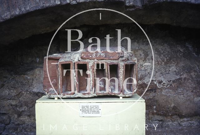 A selection of box tiles used to build the roof over the Great Roman Bath, Bath 1965