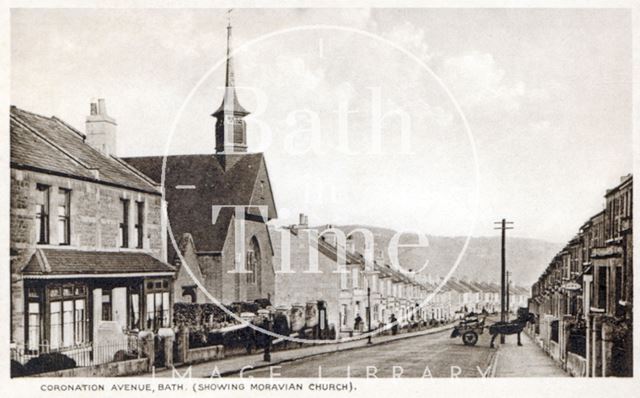 Coronation Avenue showing Moravian Church, Bath c.1930