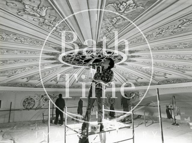 Restoring the ceiling, Theatre Royal, Bath 1982