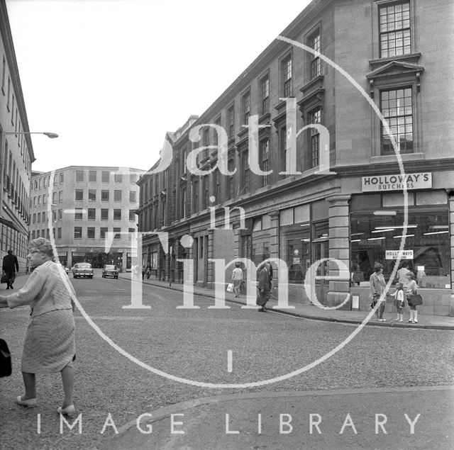 The corner of Southgate Street and New Orchard Street, Bath looking east 1971