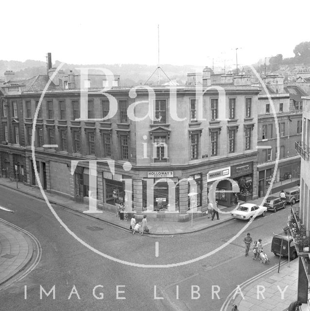 Holloway's Butchers on the corner of Southgate Street and New Orchard Street, Bath 1971