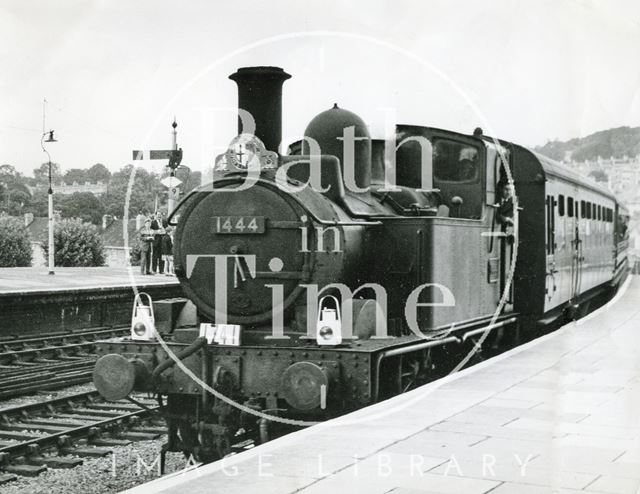 Steam train No. 1444 at Bath Spa Station 1960s