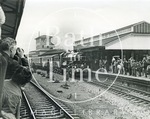 Steam train engine No. 6000 arrives at Bath Spa Station c.1960