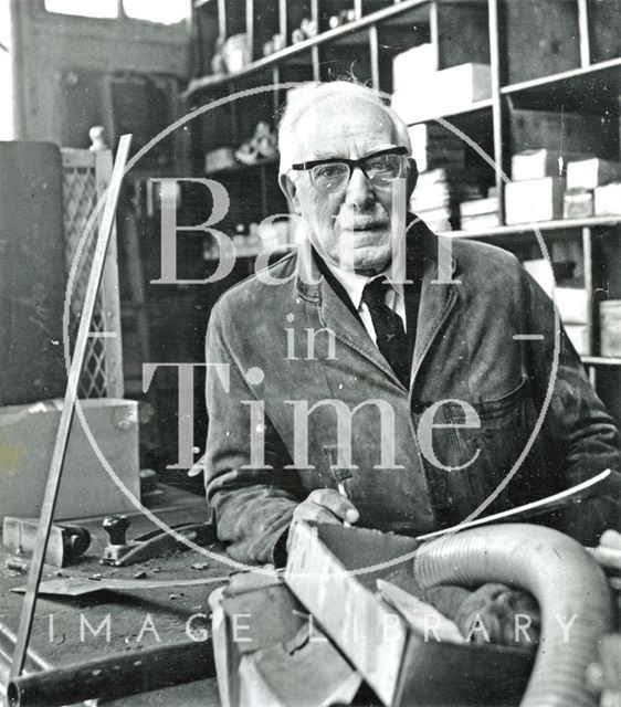 A member of staff at Bowler's, Corn Street, Bath 1970