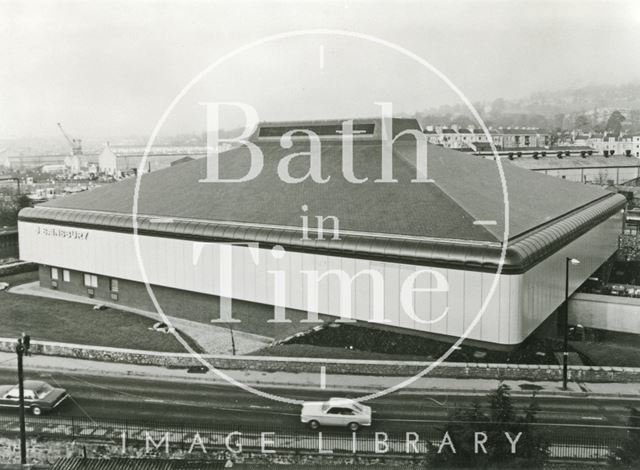 The newly built Sainsbury's superstore at Green Park Station, Bath 1982