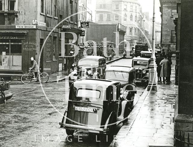 The corner of Trim Street and Upper Borough Walls, Bath c.1930