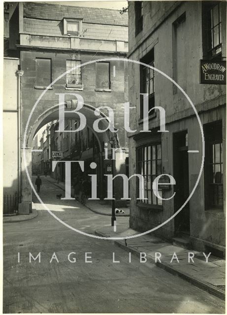 Looking through Trim Bridge to Queen Street from Trim Street, Bath c.1930