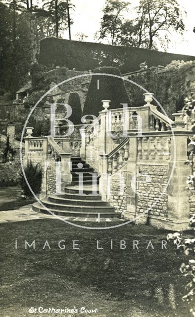 Flight of steps leading to the south terrace, St. Catherine's Court c.1912