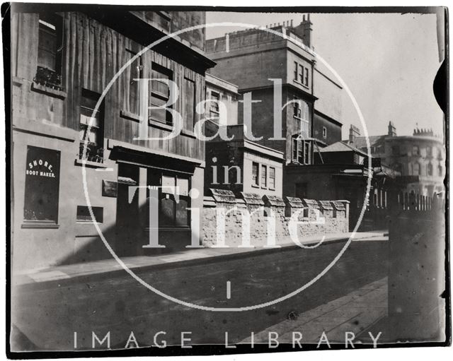 The medieval city walls, Upper Borough Walls, opposite the Mineral Water Hospital, Bath c.1900