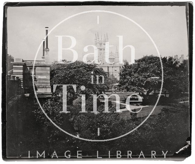 Parade Gardens and old toll booth on North Parade Bridge, Bath c.1900