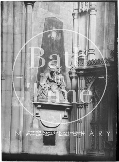 Monument to Lady Miller of Batheaston Villa on north side of chancel, Abbey interior, Bath c.1937