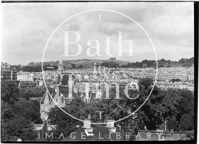 View across rooftops towards Bathwick, Bath 1930s