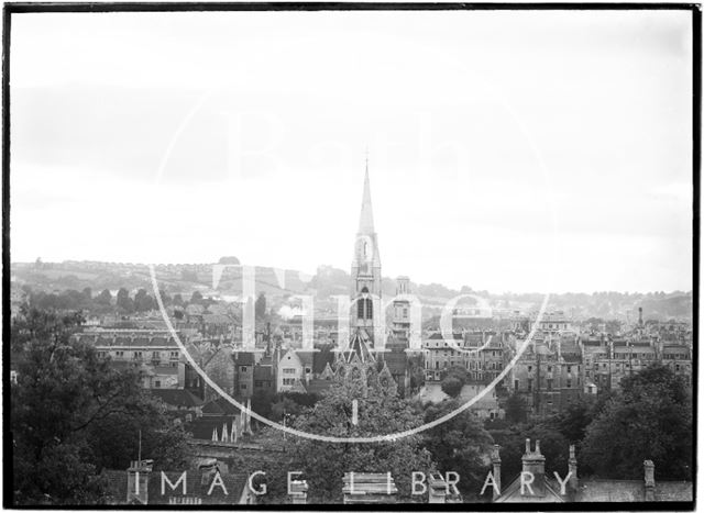 View across to St. John's and St. James's Church spires, Bath c.1950