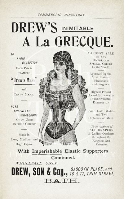 Drew's Inimitable a la Grecque corsetry, Gascoyne Place, Bath 1900